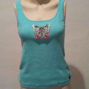 NICOWA TURQUOISE TANK WITH BUTTERFLY APPLIQUE